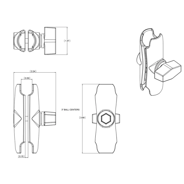 Braccio medio su cui adattare tutti i tipi di basi e attacchi Ram Mounts RAM-B-201U - immagine 2