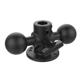 SUPPORTO DOPPIA SFERA SU BASE PIANA PER DUE ASTE RAM-MOUNT RAM-217U SFERA C