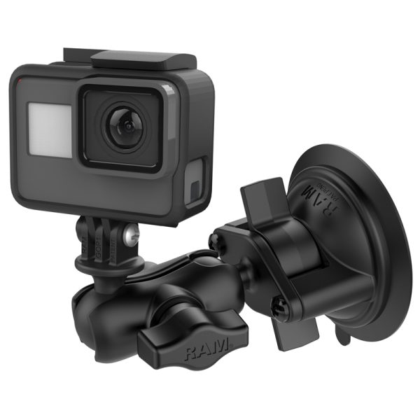 SUPPORTO A VENTOSA RAM-MOUNT RAM-B-166-A-GOP1U CON BRACCIO CORTO PER AUTO PER GoPro HD HERO e GARMIN VIRB