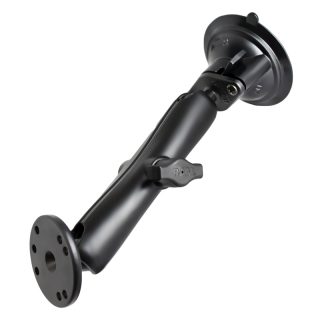 RAM Twist-Lock Suction Cup Double Ball Mount with Round Plate - Long Ram Mounts RAM-B-166-C-202U