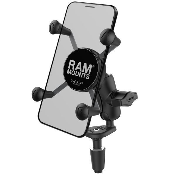 SUPPORTO CANOTTO manubrio MOTO RAM-MOUNT RAM-B-176-A-UN7U per CELLULARI da 5" fino a 6".