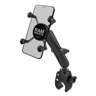 SUPPORTO su TUBOLARE e MANUBRIO MOTO a PINZA RAM-B-400-C-UN7U con CRADLE X-GRIP e ASTA LUNGA.
