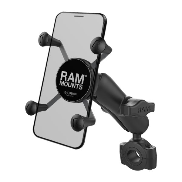 SUPPORTO A MANUBRIO Torque RAM-MOUNT RAM-B-408-75-1-UN7U A MOLLA A ICS PER iPhone e Samsung
