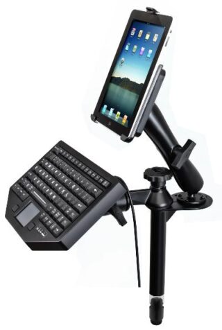 Supporto ram-mount rigido con braccio ruotante a 360° per auto per iPad e tastiera oppure iPad e stampante
