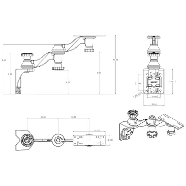 RAM® Vertical 12" Swing Arm Mount for Fishfinders & Plotters Ram Mounts RAM-109V-1 - immagine 3