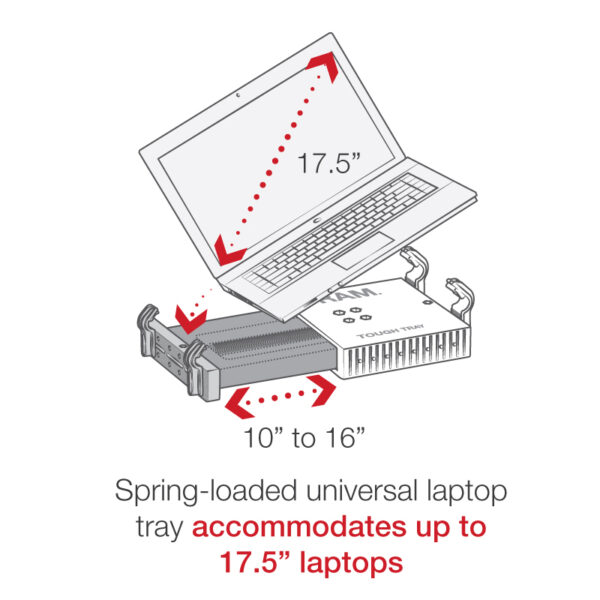 Supporto per laptop RAM Tough-Tray con supporto a braccio oscillante verticale Ram Mounts RAM-109V-234U - immagine 5