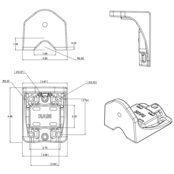 RAM Base Braccio Oscillante Verticale Ram Mounts RAM-109V-BU - immagine 6