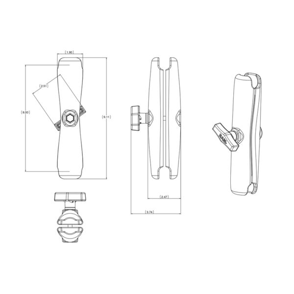 RAM® Double Socket Arm Ram Mounts RAM-201-D - immagine 3