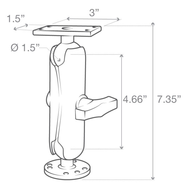 RAM Drill-Down Supporto a sfera doppio per Humminbird Helix 5 - Medio Ram Mounts RAM-202-153-202U - immagine 5