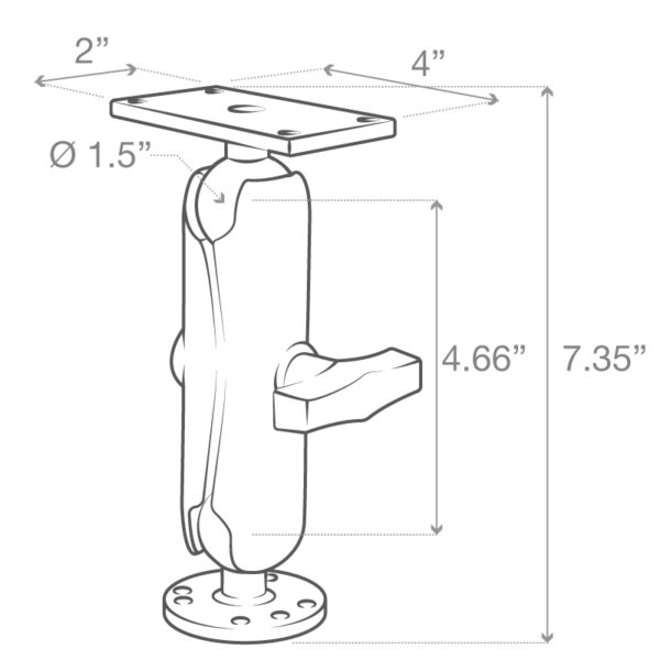 RAM Drill-Down Doppia Sfera di Supporto per Humminbird Helix 7 - Medio Ram Mounts RAM-202-24-202U - immagine 5