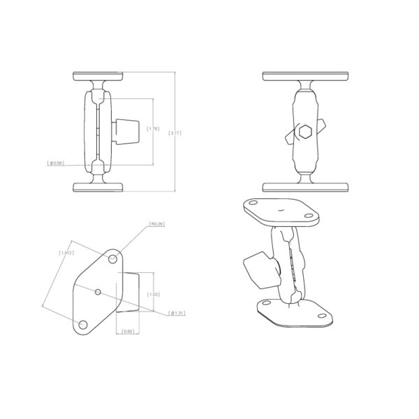 RAM Doppia Sfera a rombo - tipo A Media Ram Mounts RAM-A-101U - immagine 2