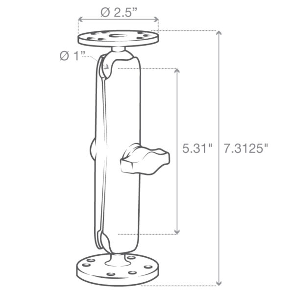Sistema di montaggio Ram Mounts RAM-B-101U-C per superfici piane con braccio lungo - immagine 3