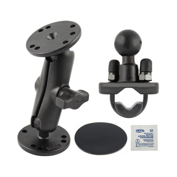 RAM Doppio supporto a sfera con Drill-Down, bullone a U e basi adesive Ram Mounts RAM-B-101U-CR1
