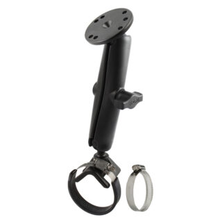 RAM Doppia Cinghia a Sfera Tubo Clamp Mount con Piastra Tonda - Lunga Ram Mounts RAM-B-108-C