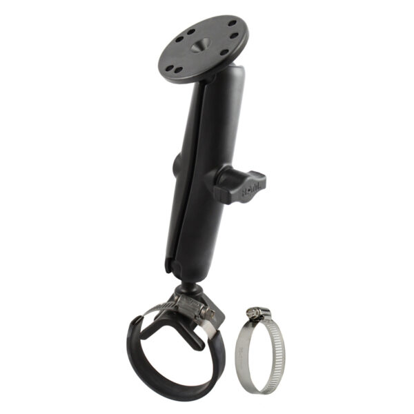 RAM Doppia Cinghia a Sfera Tubo Clamp Mount con Piastra Tonda - Lunga Ram Mounts RAM-B-108-C