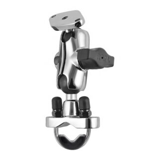 RAM® Chrome Handlebar U-Bolt Mount with Double Socket Arm Ram Mounts RAM-B-149CH-LO4