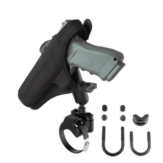 RAM® ATV/UTV Double Ball Rail Mount with Gun Holster Clip Ram Mounts RAM-B-149Z-2-GUN1