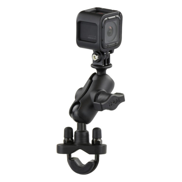 RAM® Handlebar U-Bolt Double Ball Mount with Action Camera Adapter Ram Mounts RAM-B-149Z-A-GOP1 - immagine 2