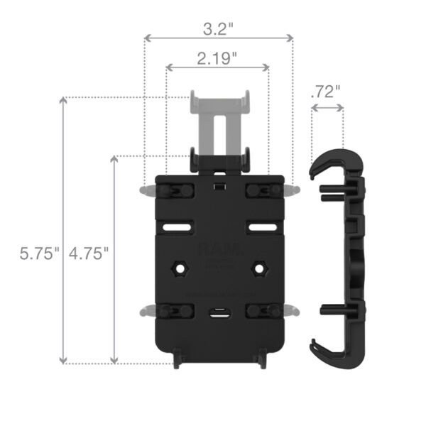 Supporto per telefono Quick-Grip con base a staffa per manubrio Ram Mounts RAM-B-149Z-A-PD3U - immagine 5