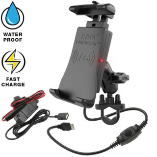 RAM® Quick-Grip™ Waterproof Wireless Charging Handlebar Mount Ram Mounts RAM-B-149Z-A-UN14W-V7M