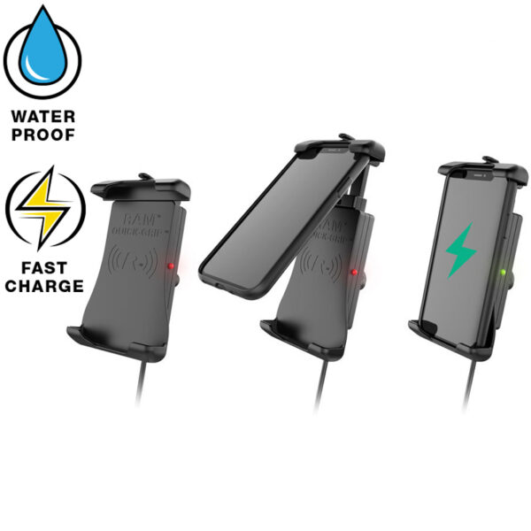 RAM® Quick-Grip™ Waterproof Wireless Charging Handlebar Mount Ram Mounts RAM-B-149Z-A-UN14W-V7M - immagine 2