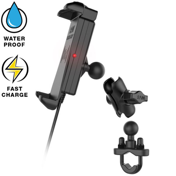 RAM® Quick-Grip™ Waterproof Wireless Charging Handlebar Mount Ram Mounts RAM-B-149Z-A-UN14W-V7M - immagine 3