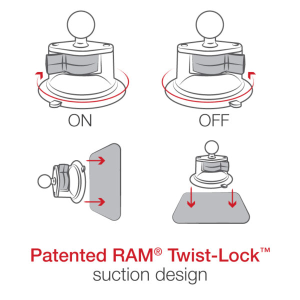 Supporto a ventosa Ram Mounts RAM-B-166-103U, senza la base a sfera con diametro di tipo B - immagine 4