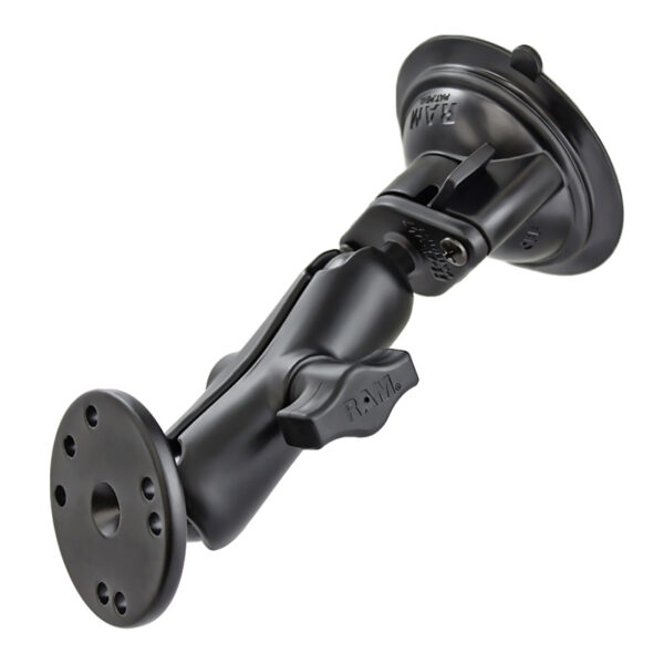 RAM® Twist-Lock™ Suction Cup Double Ball Mount with Round Plate Ram Mounts RAM-B-166-202