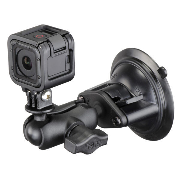 RAM® Twist-Lock™ Suction Cup Mount with Universal Action Camera Adapter Ram Mounts RAM-B-166-A-GOP1 - immagine 2