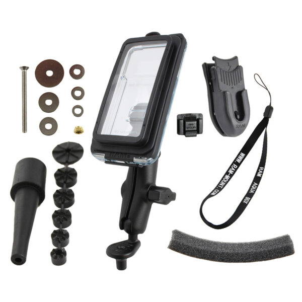RAM Aqua Box Pro 20 per iPhone 5 con Base Attacco Manubrio Forcella Motocicletta, Ram Mounts RAM-B-176-AQ7-2-I5C