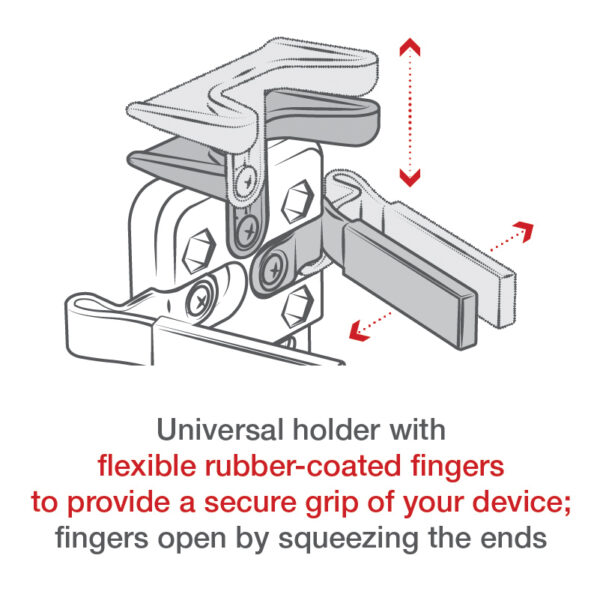 Supporto universale Finger*Grip a dito RAM con montaggio a morsetto per palo quadrato da 3" Ram Mounts RAM-B-247-3-UN4U - immagine 4