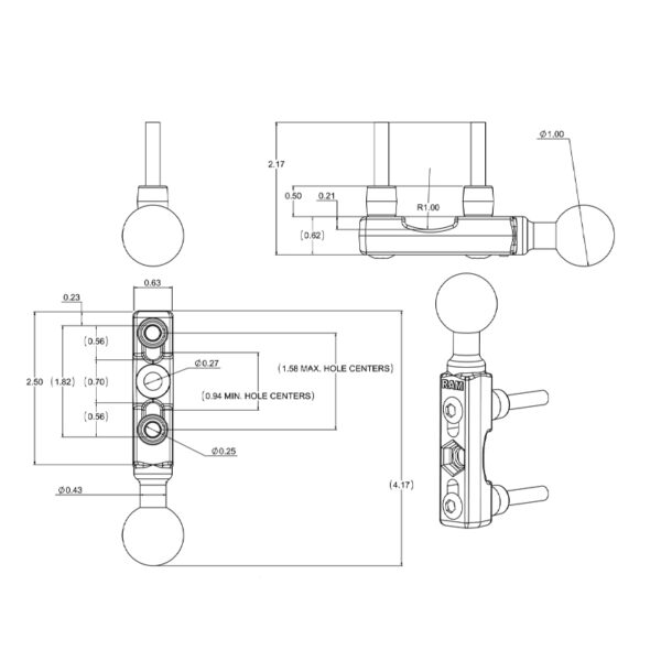 RAM Cromato Moto Serbatoio Serbatoio Sfera Ram Mounts RAM-B-309-1CHU - immagine 5