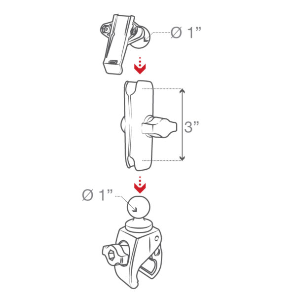 RAM Tough-Claw Small Clamp Mount con Garmin Spine Clip Holder Ram Mounts RAM-B-400-GA76U - immagine 7