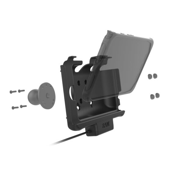 Mascherina Cradle (culla) ram mounts RAM-HOL-SAM60P-CIGU per Tab Active3 & Tab Active5 e Active2 con adattatore ricarica auto - immagine 5