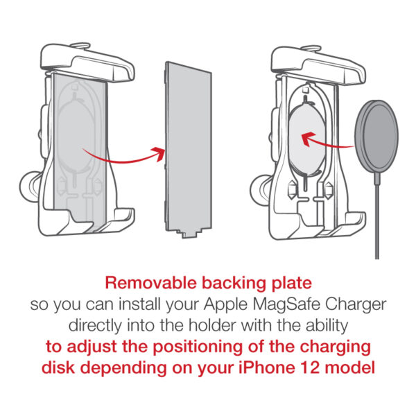 RAM Supporto Quick-Grip con sfera per iPhone serie 12 più MagSafe Ram Mounts RAM-HOL-UN15WBU - immagine 4