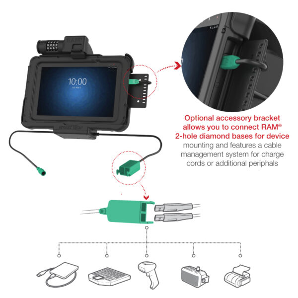 GDS Combo Locking Power più Dual USB Dock per Zebra ET5x 8.3" e 8.4" Ram Mounts RAM-HOL-ZE10PD2CLU - immagine 5