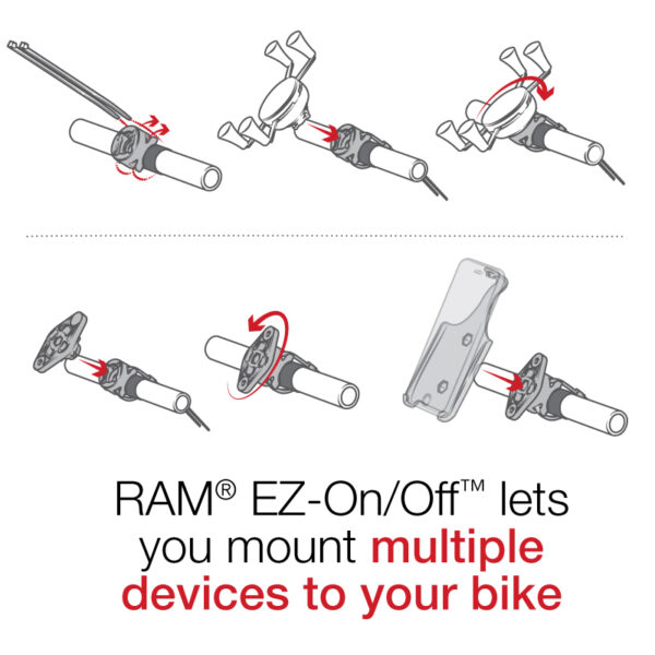RAM Supporto per bicicletta EZ-On/Off per Garmin Approach G5, Oregon 200 più Altro Ram Mounts RAP-274-1-GA31U - immagine 4