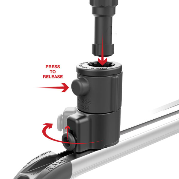 RAM Tube Jr. Holder con base universale per binario Adapt-A-Post - 4" Post Ram Mounts RAP-390-SAAPUTU - immagine 3