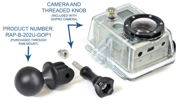 RAM® Action Camera Universal Ball Adapter Ram Mounts RAP-B-202-GOP1 - immagine 3