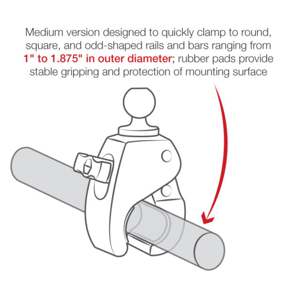 RAM Tough-Claw Medium Clamp Mount con piastra a rombo composita Ram Mounts RAP-B-404-238U - immagine 6