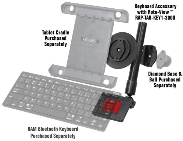 RAM Keyboard Accessory for Tablets with RAM Roto-View Ram Mounts RAP-TAB-KB1-300U - immagine 2
