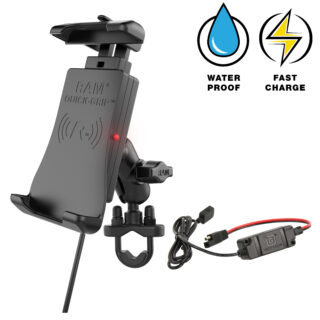 RAM Quick-Grip 15W Supporto per manubrio di ricarica wireless impermeabile Ram Mounts RAM-B-149Z-A-UN14W-V7M-1