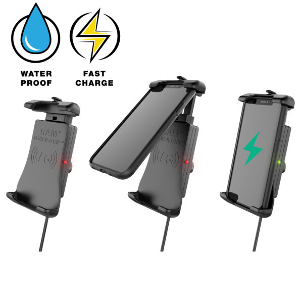 RAM Quick-Grip 15W Supporto per manubrio di ricarica wireless impermeabile Ram Mounts RAM-B-149Z-A-UN14W-V7M-1 - immagine 2