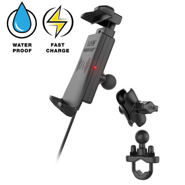 RAM Quick-Grip 15W Supporto per manubrio di ricarica wireless impermeabile Ram Mounts RAM-B-149Z-A-UN14W-V7M-1 - immagine 3