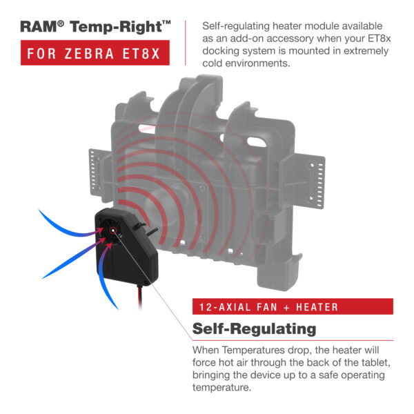 RAM Temp-Right Dock Heating Module per Zebra ET8x 2-in-1 Tablet Ram Mounts RAM-DOCK-HEATER1-AU - immagine 4