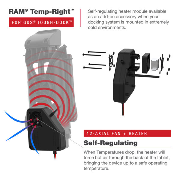 RAM Temp-Right Dock Heating Module per GDS Tough-Dock Ram Mounts RAM-DOCK-HEATER1-BU - immagine 4