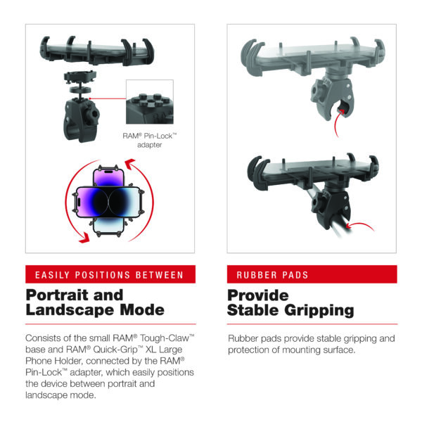 Supporto a morsetta Ram Mounts RAM-HOL-PD4-400-1U per TELEFONINI con schermo da 6" e oltre. - immagine 7
