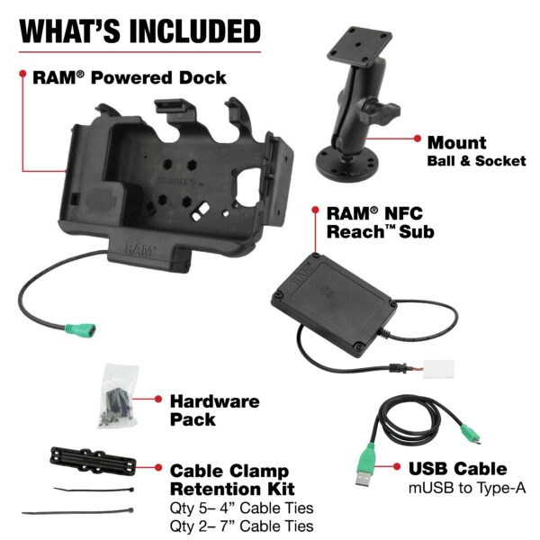 RAM Powered Dock for Tab Active5 & 3 with NFC Extender Ram Mounts RAM-HOL-SAM60P-NFCU - immagine 5