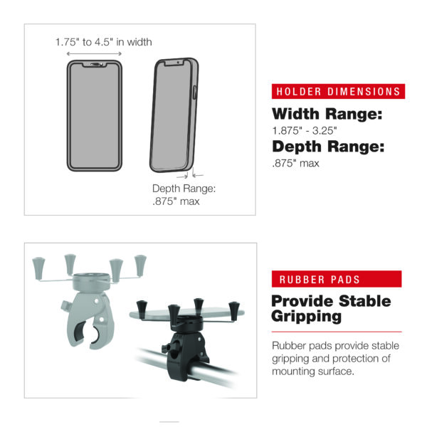 RAM X-Grip Supporto per telefono grande con Tough-Claw medio a basso profilo Ram Mounts RAM-HOL-UN10-404-2U - immagine 6