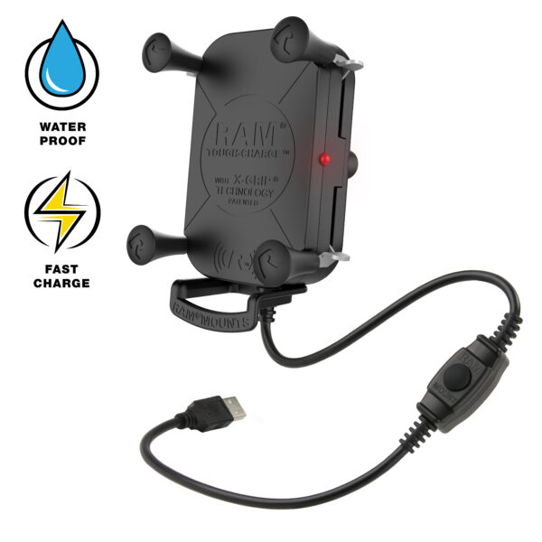 RAM Tough-Charge con supporto di ricarica wireless impermeabile X-Grip da 15 W Ram Mounts RAM-HOL-UN12WB-1